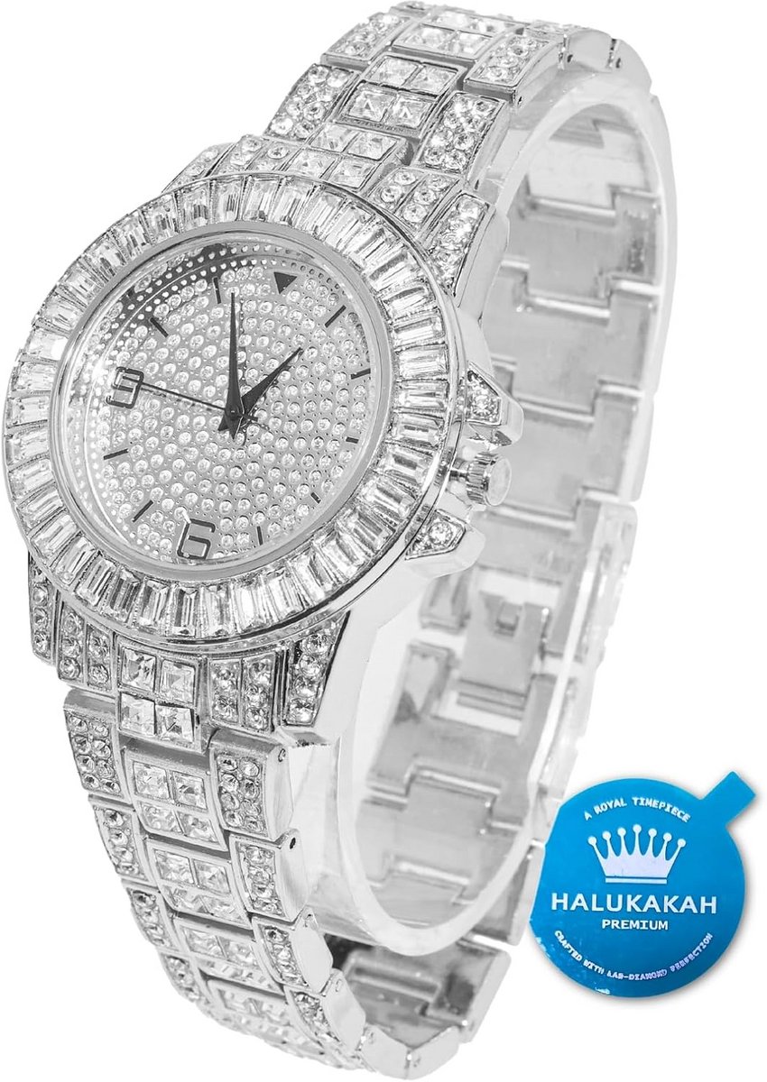 Elegante gouden diamanten horloge voor heren met Cubaanse schakelketting