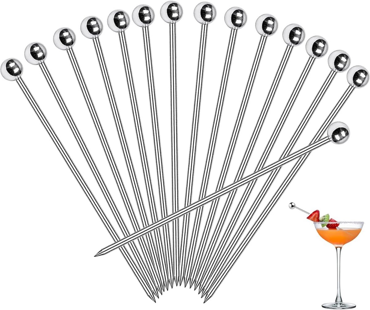 Cocktail Picks Set - 30 Stainless Steel Appetizer Skewers voor Drinks en Snacks