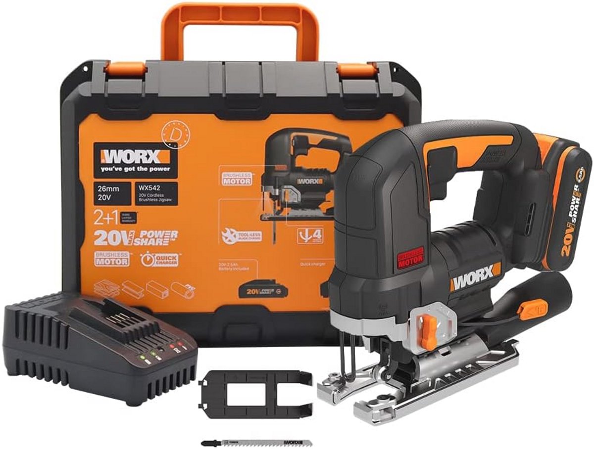 Professionele 20V Accu Pendeldecoupeerzaag met Borstelloze Motor en Afzuigadapter