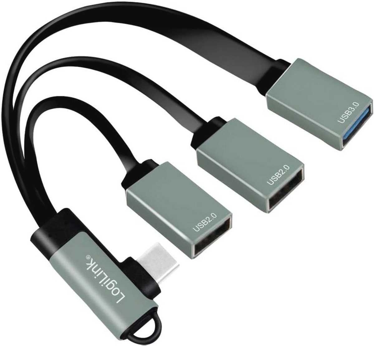 USB-C Hub Met 90° Haakse Stekker Naar 2X USB 2.0 + 1X USB 3.0 - 5 Gbps Overdrachtssnelheid