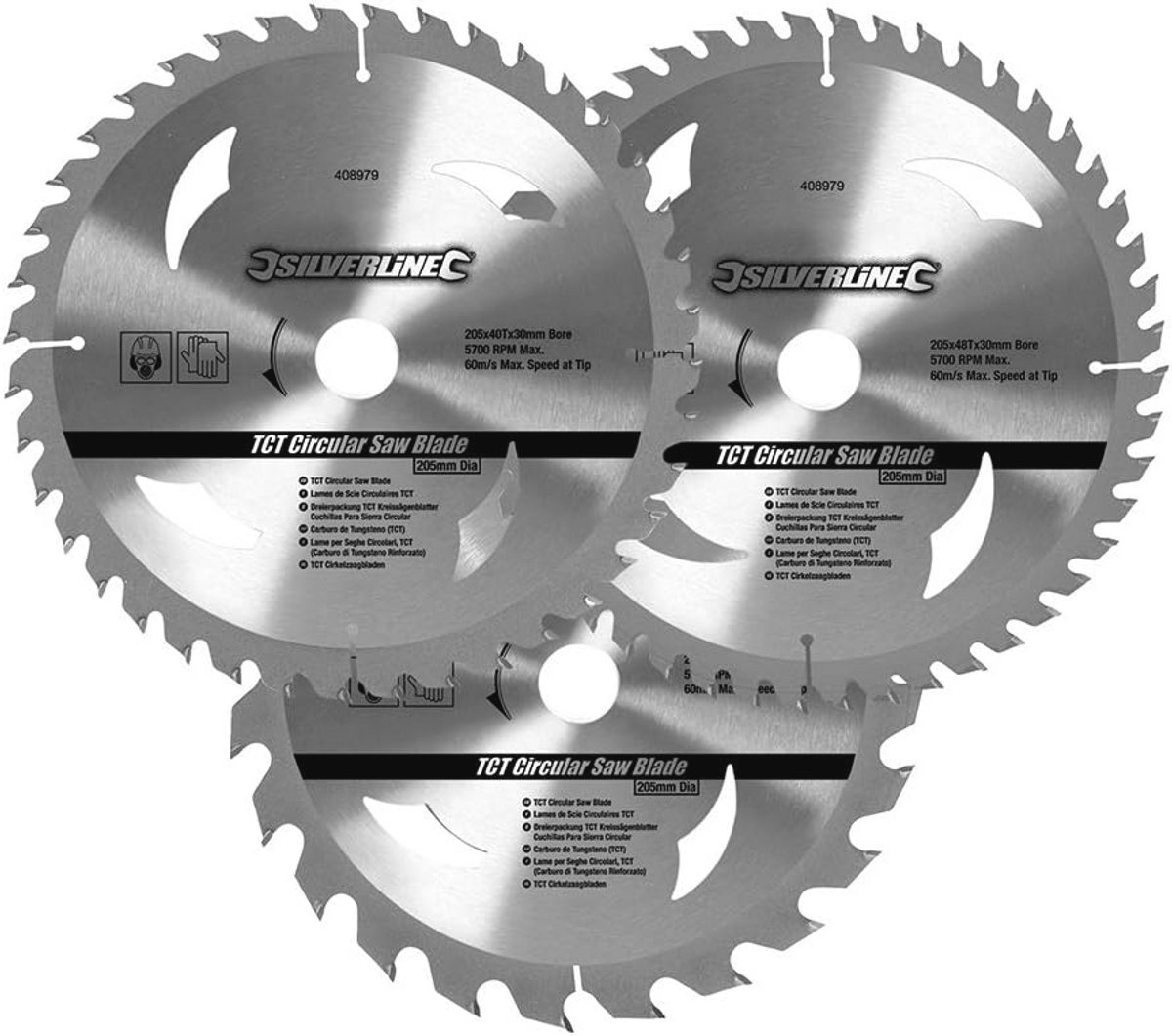 TCT Cirkelzaagbladen 3pk 205mm – 24, 40, 48 Tanden