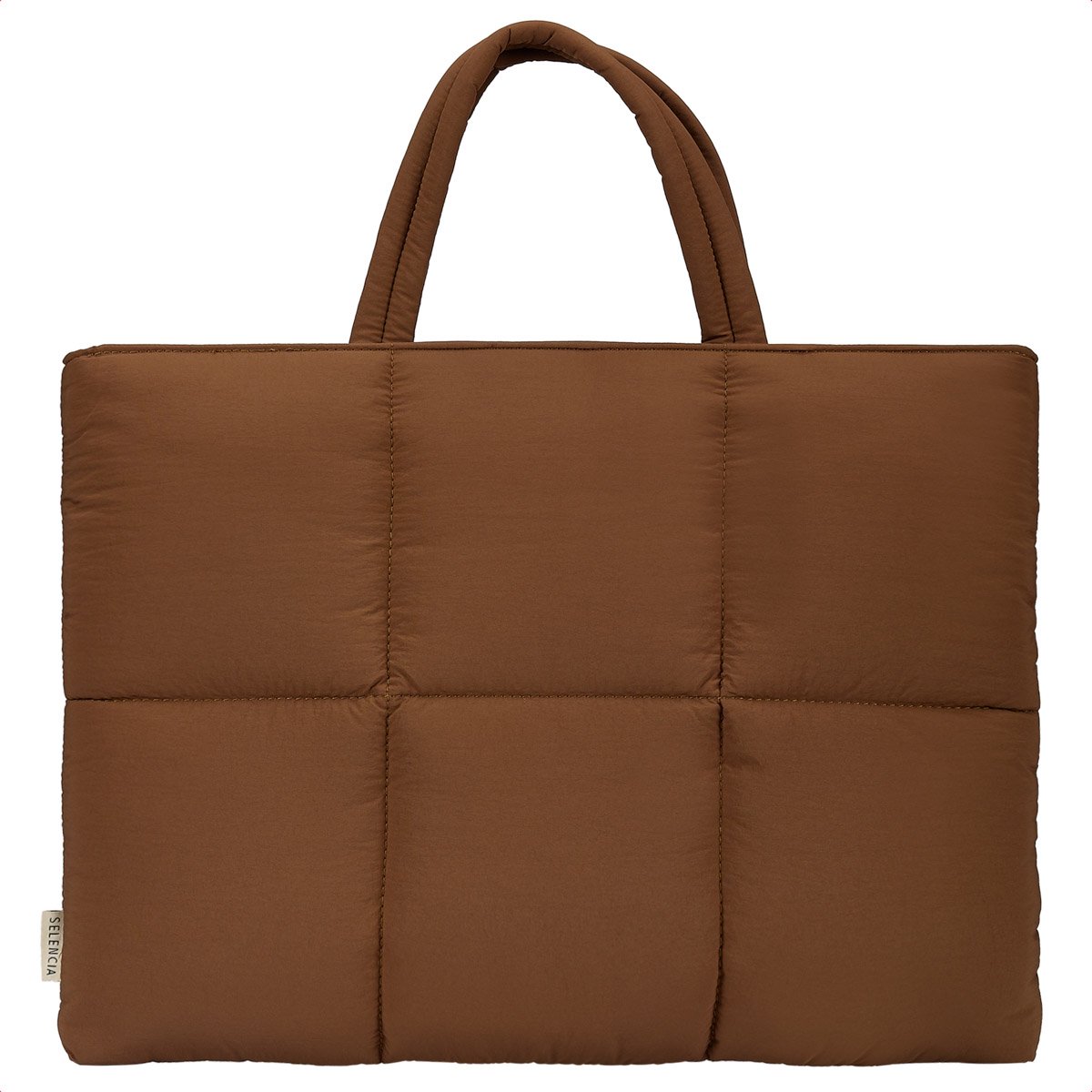 Selencia Vaya Puffy Laptoptas - Laptop Tas tot 16 inch Laptops - Mocha Brown