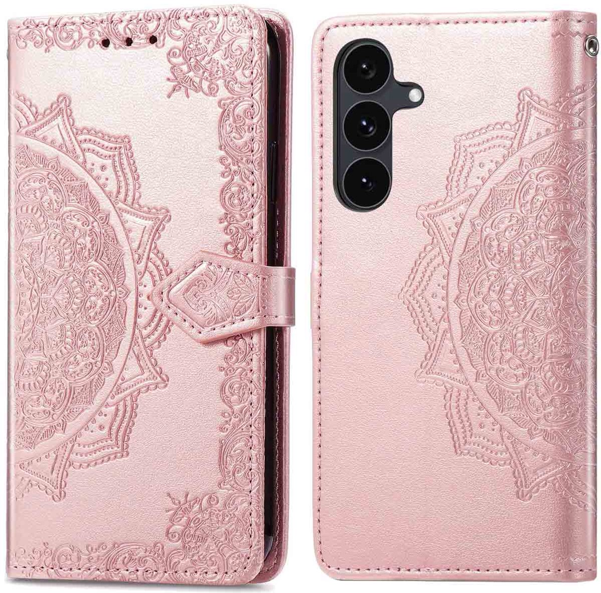 imoshion Hoesje - Geschikt voor Samsung Galaxy S25 FE - Mandala Bookcase - Rosé Goud