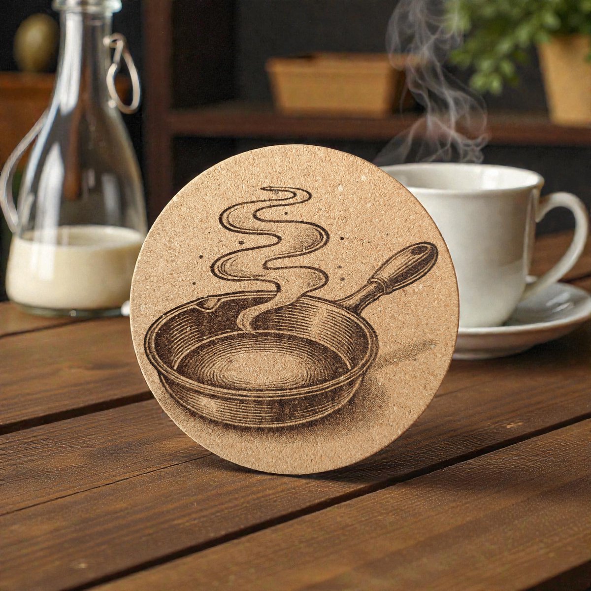 Baardmans Creaties - Pannen-onderzetter kurk rond 17 cm 'koekenpan'