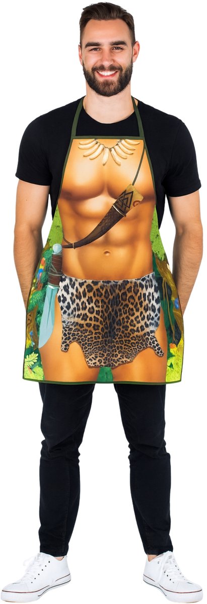 Partychimp BBQ schort Barbecue schort Grappig Schort Tarzan Schort Cadeau BBQ Schort Cadeau - 80 x 56 cm - Polyester