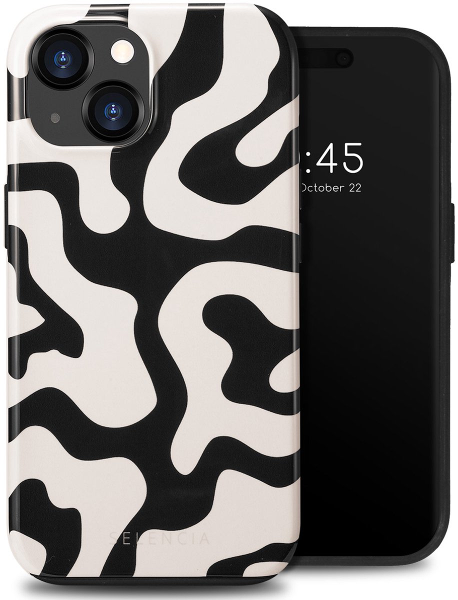 Selencia Hoesje - Geschikt voor Apple iPhone 15 - Backcover - Art Wave Black