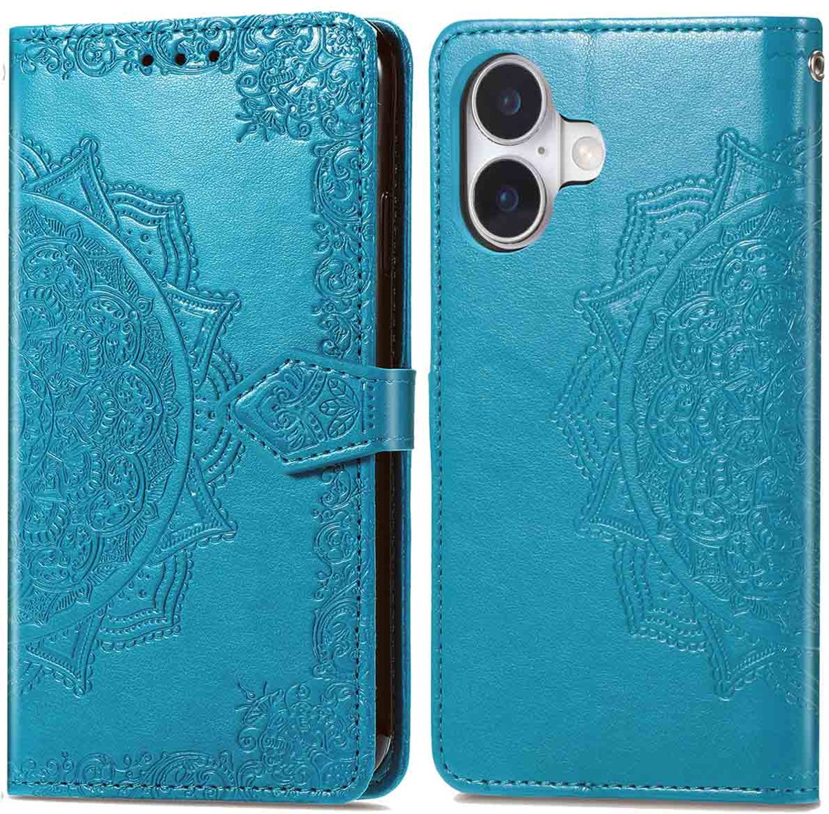 imoshion Hoesje - Geschikt voor Apple iPhone 16 - Mandala Bookcase - Turquoise