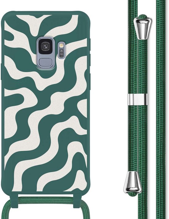 imoshion Case Convient pour Samsung Galaxy S9 Case Avec Cordon - imoshion Étui design en Siliconen avec cordon - Multicolore / Vert Petrol Groovy