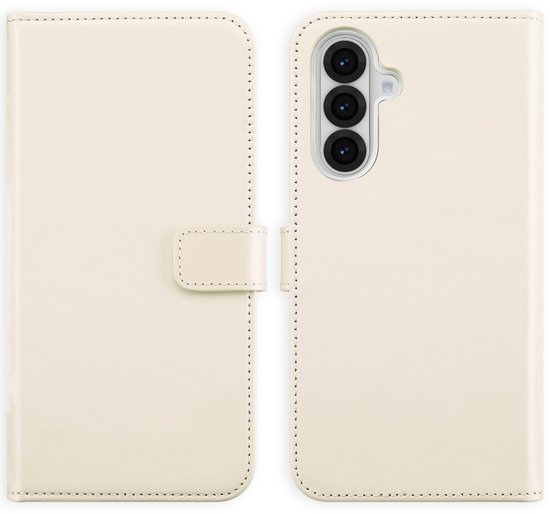 Étui Selencia - Adapté au Samsung Galaxy A56 - Bookcase en cuir véritable - Greige