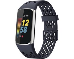 Siliconen sport bandje - Geschikt voor Fitbit Charge 5/ Charge 6 - Donkerblauw