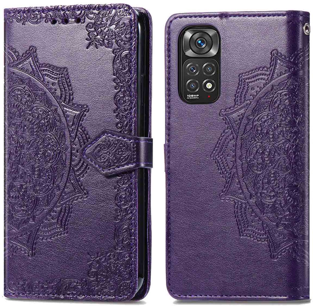 imoshion Hoesje - Geschikt voor Xiaomi Redmi Note 11 Pro - Mandala Bookcase - Paars