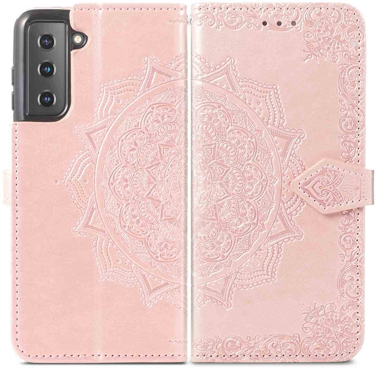 imoshion Hoesje - Geschikt voor Samsung Galaxy S22 - Mandala Bookcase - Rosé Goud