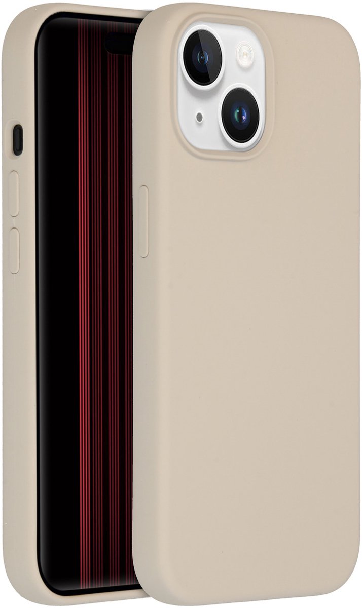 Accezz Hoesje Siliconen Geschikt voor iPhone 15 - Accezz Liquid Silicone Backcover met Geschikt voor MagSafe - beige
