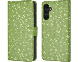 imoshion Hoesje - Geschikt voor Samsung Galaxy A34 (5G) - Design Bookcase smartphone - Green Flowers