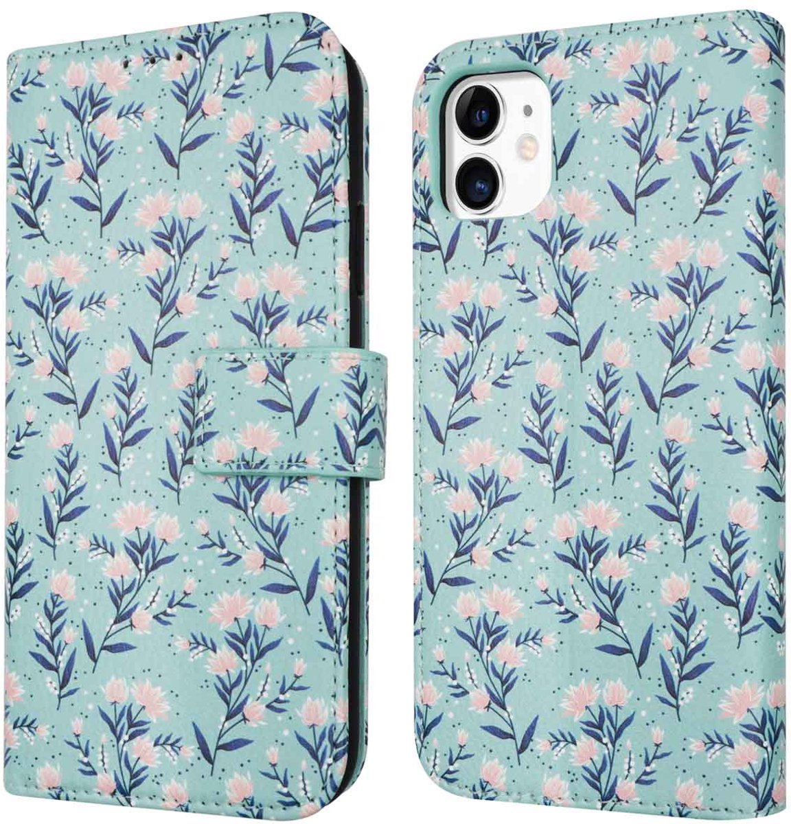 imoshion Hoesje - Geschikt voor Apple iPhone 11 - Design Bookcase smartphone - Blue Flowers