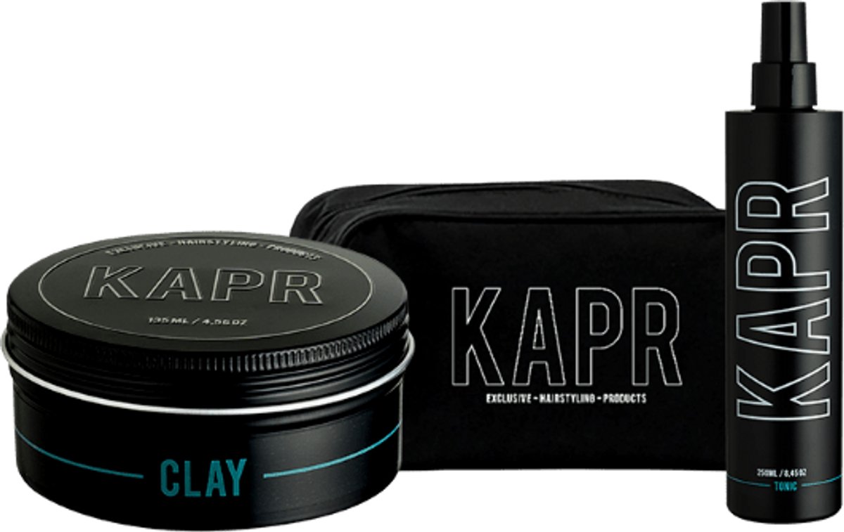 The Exclusive Hairstyle Deal KAPR Clay 135 ml en haar tonic 250 ml incl gratis toilettas