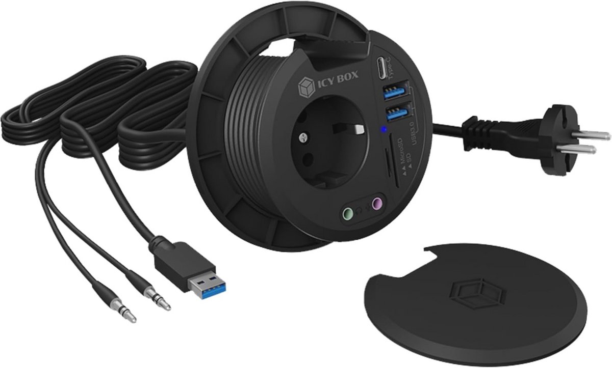 Tafelhub met USB Type-A, USB-C, en Kaartlezer voor Ideale Werkplek