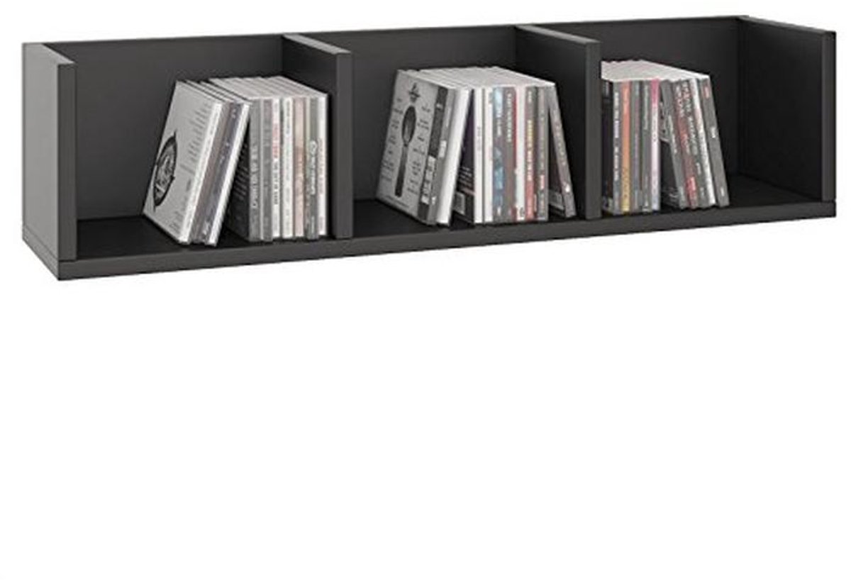 CD DVD rek wandrek met 3 opbergvakken in zwart