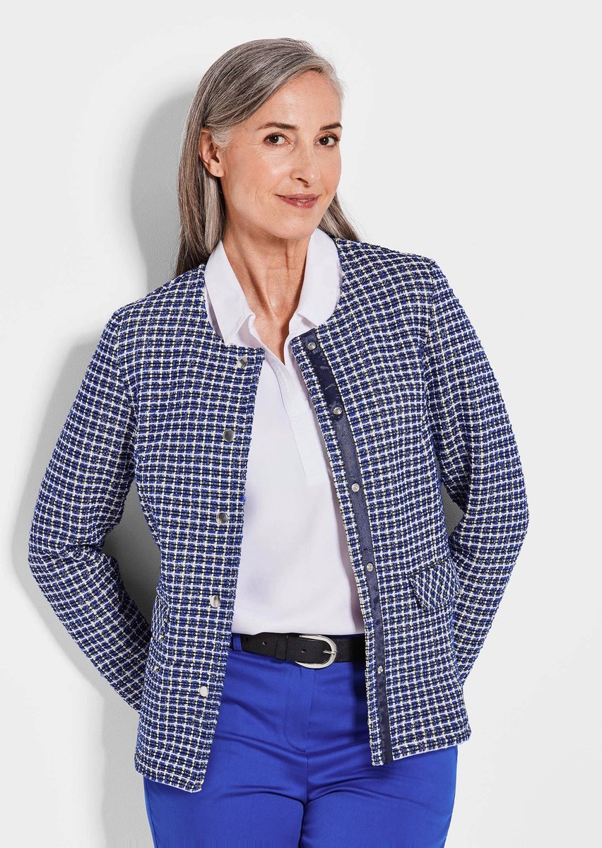 Goldner Jas Elegante geruite jas met glanseffecten