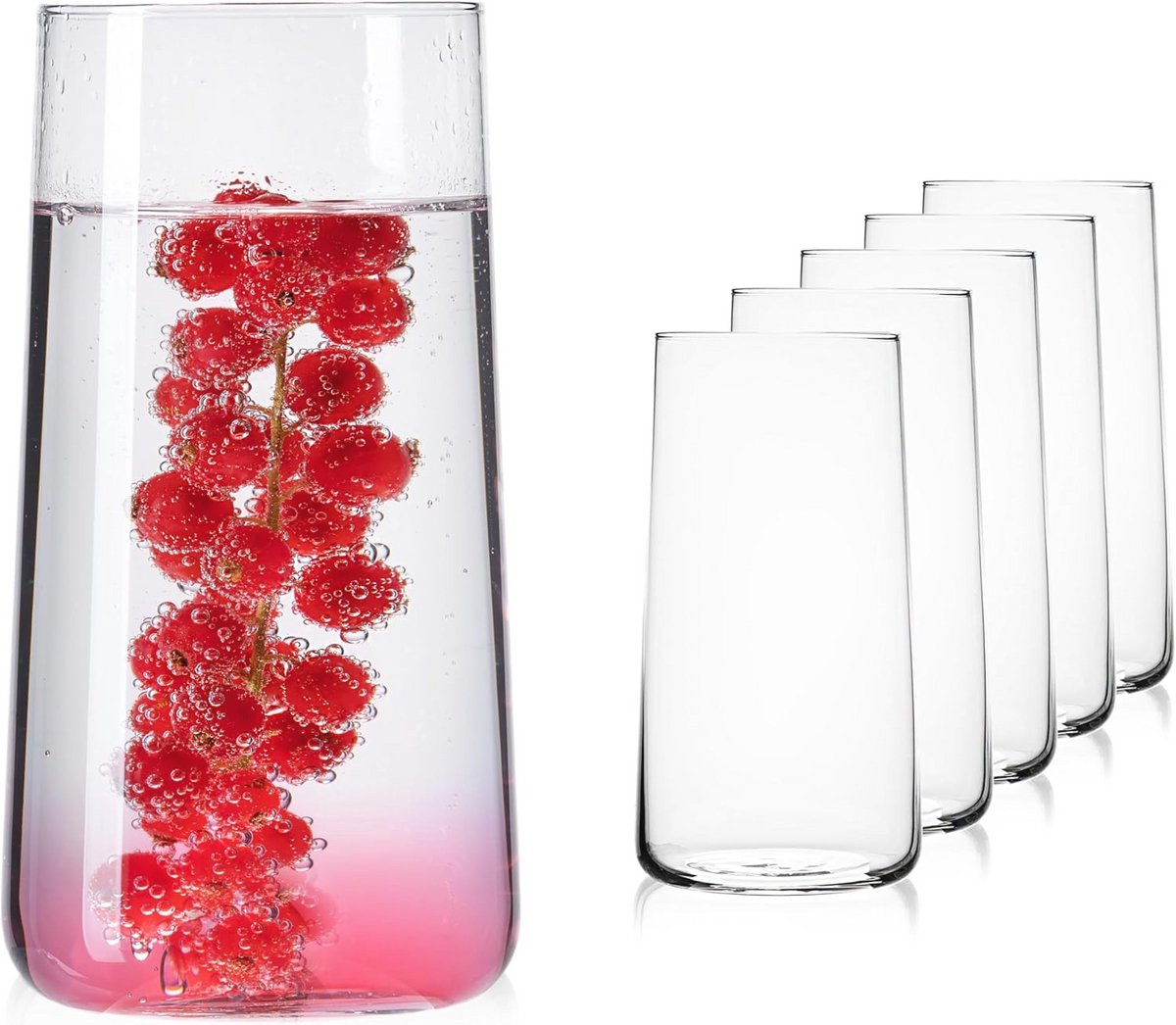 Set van 6 Drinkglazen van Glas - 550ml - Ideaal voor Water, Sap en Cocktails