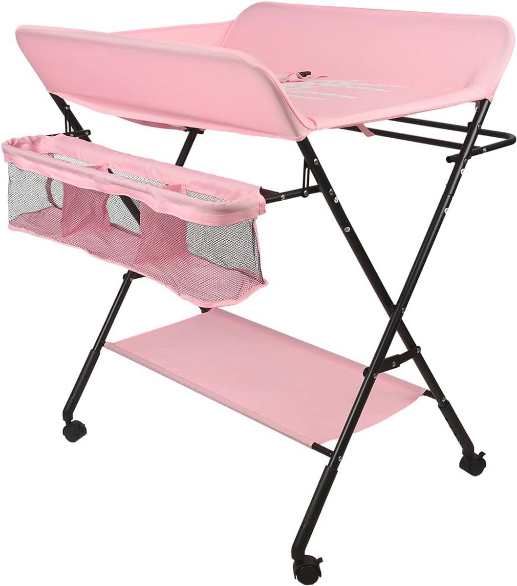 Inklapbare luiertafel met hoogteverstelling - Verrijdbaar en veilig voor babyverzorging