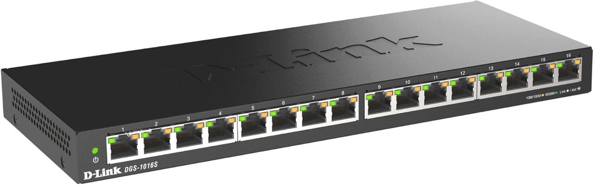 Netwerk Switch - Gigabit Hub - Netwerk Uitbreiding - Stille Werking - 16 Poorten - Zwart