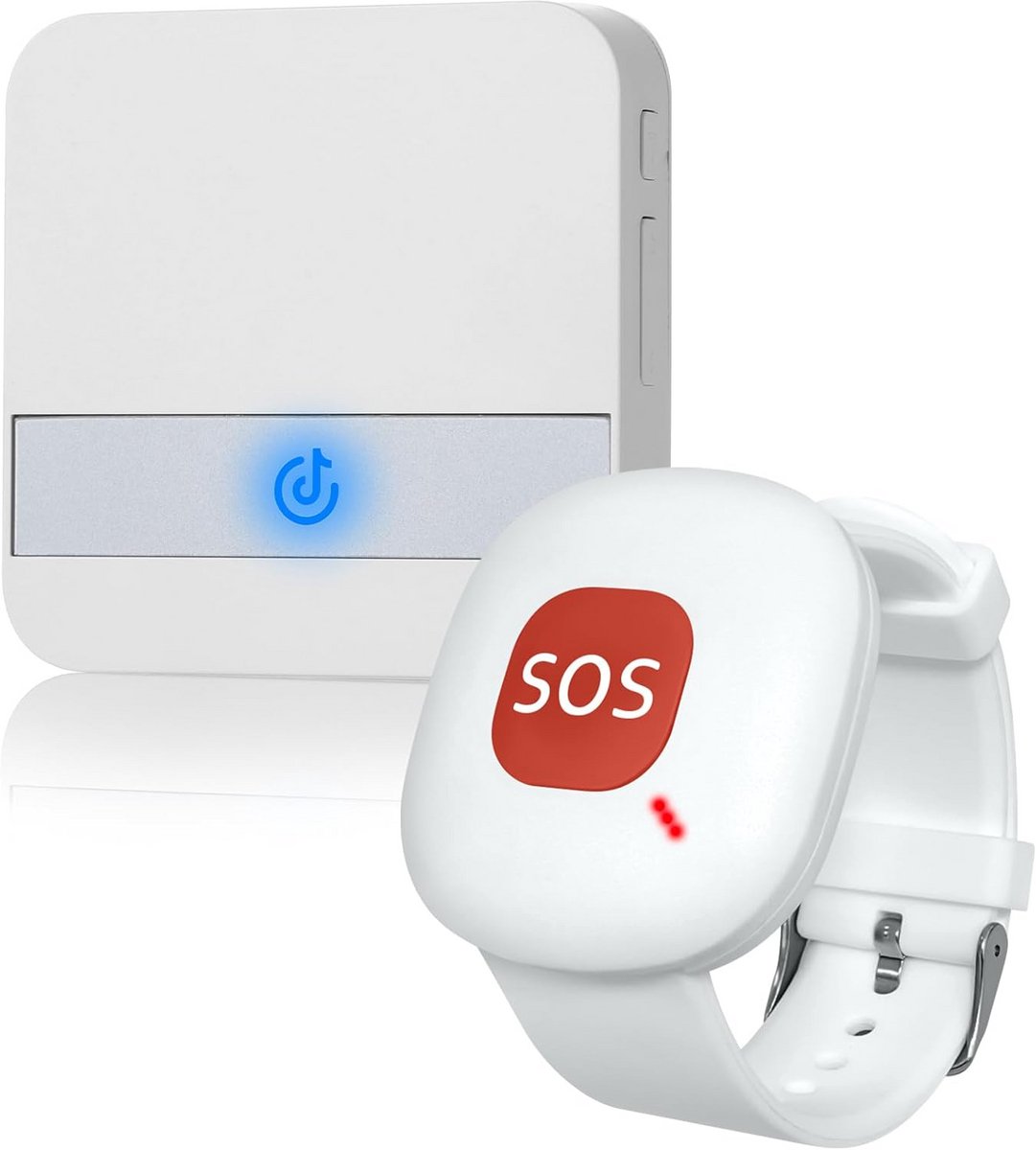 Draadloze noodpager voor verzorgers, mobiel alarm voor ouderen met noodknop, paniekalarm en plug-in functie
