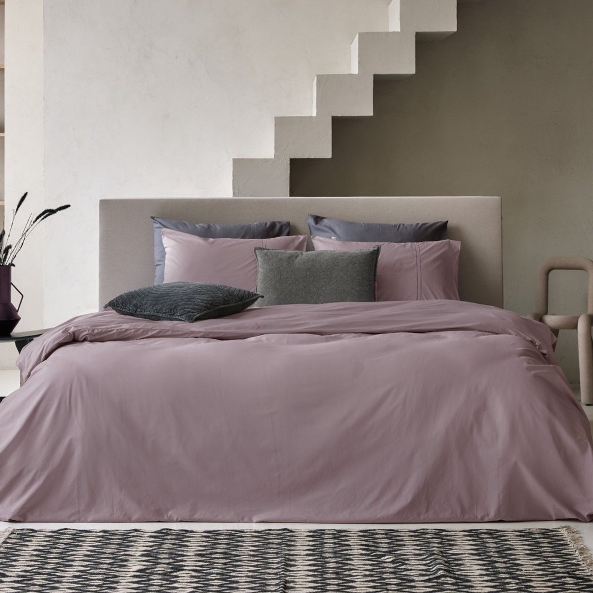 Dreamers Den Dekbedovertrek - Egyptisch Katoen - effen - Amethyst Mist - Paars - 2-persoons - 200 x 200/220 cm + 2 kussenslopen - Dreamers Den