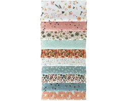 BINK Bedding - 10 lapjes - Quilt Patchwork - Bloemen 25 x 25 cm - Set = 10 lapjes - 100% katoen