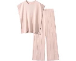 UMIPUBO Trainingspak voor dames, 2-delig, elegant trainingspak met mouwen zonder ronde hals, trui, bovendeel, elastische band, broek voor thuis, vrijetijdsset