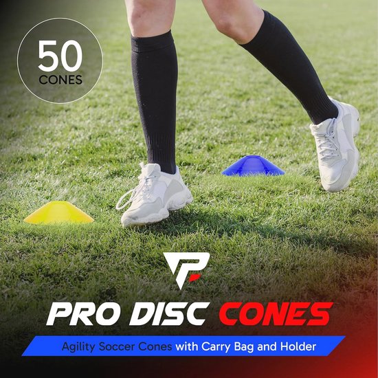Set van 50 Disc Kegels voor Agility Training - Voetbalkegels met Draagtas en Houder, Ideaal voor Sporttraining, Coaching en Oefeningen voor Kinderen van Merkloos — afbeelding 3