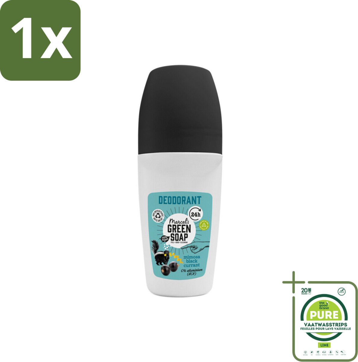 1 x Marcel's Green Soap - Deodorant Roller - Mimosa & Blackcurrant - Langdurige frisheid - 50 ml - Deodorant - Natuurlijke Deodorant - Aluminiumvrije Deodorant - Vegan Deodorant - Duurzame Deodorant