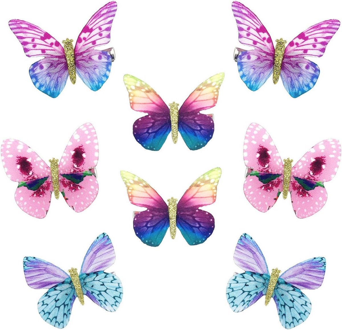 Vleugels van Stijl: 3D Vlinder Haarclips voor Dames en Kinderen - 8 Stuks