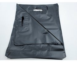 Plastic draagtas zwart 37 x 44 cm, bodemvouw 2 x 4 cm (100 stuks).