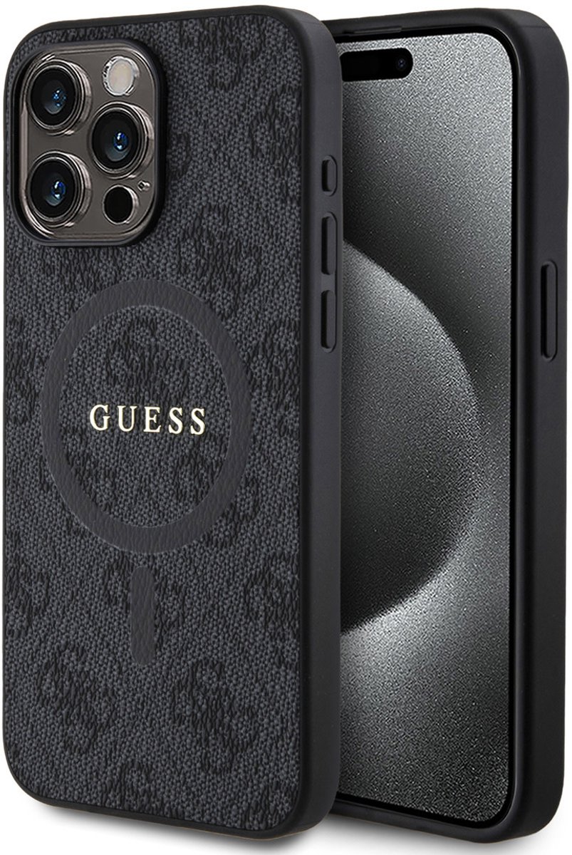 Guess 4G Colored Ring Back Case (MagSafe Compatible) - Apple iPhone 15 Pro Max (6.7") - Zwart
