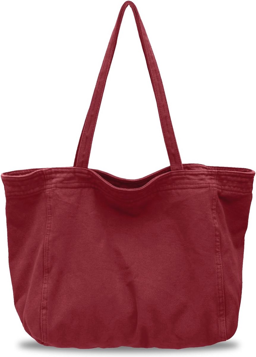BOZIEE Denim/canvas tas voor dames, shopper, groot, dames, tote bag, buideltas met ritssluiting, draagtas, boodschappentas voor school, werk, kantoor, reizen, winkelen, dagelijks gebruik