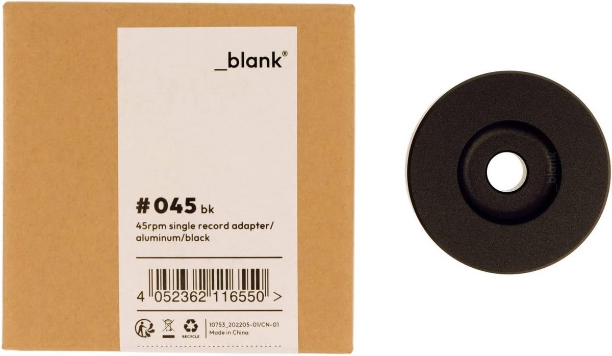 45 RPM Single Adapter voor 7 inch Platen - Aluminium 3.5cm - Zwart