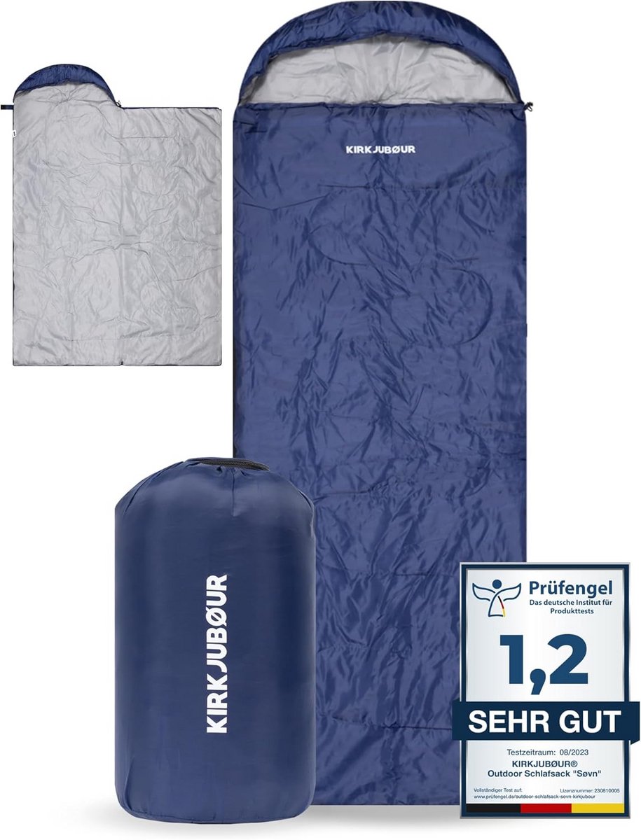 Ultralichte Outdoor Camping Slaapzak 220 x 75 cm - Comfort tot 15 °C met Capuchon en Dekenfunctie