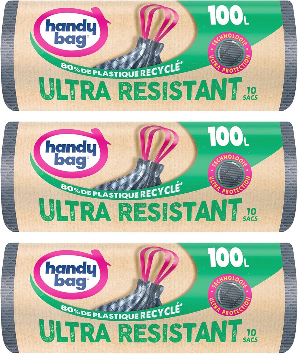 Set van 3 Rollen Vuilniszakken 100L - Ultra Sterk en Lekvrij