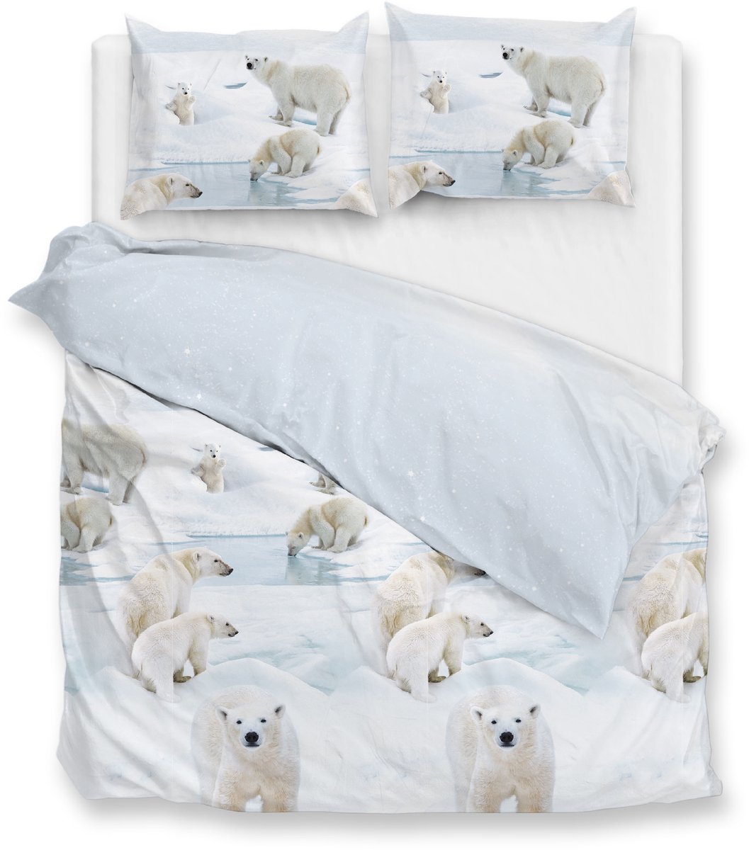 Zohome Dekbedovertrek Polare - Bedlinnen met Dieren print - Blauw - Dekbedhoes van 100% Katoen-Flanel, foto 2