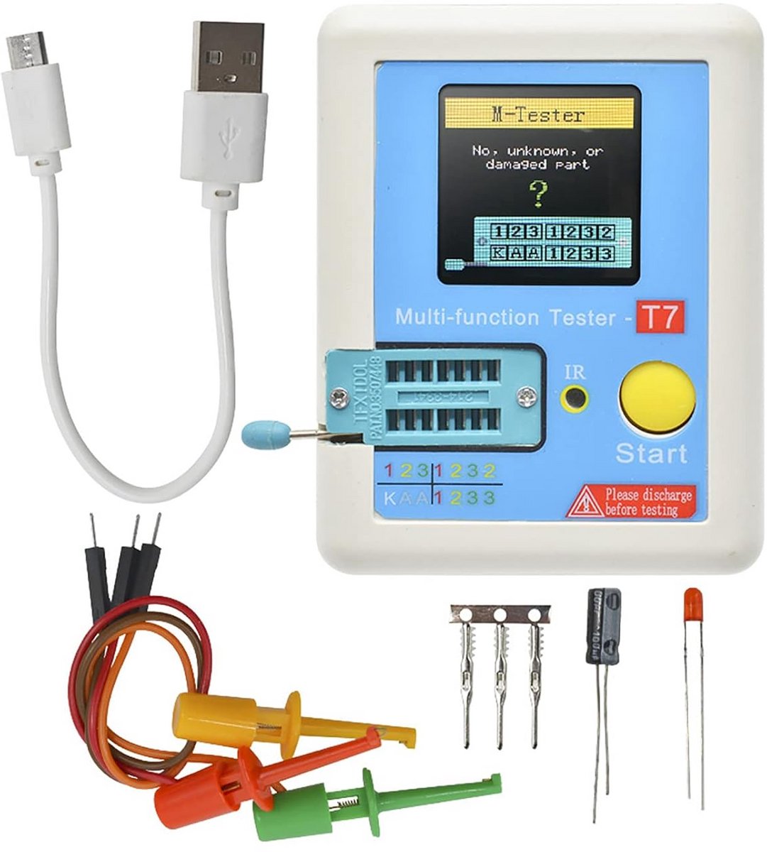 Multifunctionele Transistor Tester met TFT Kleurenscherm - NPN, PNP, Diode, Condensator en Weerstand Meter