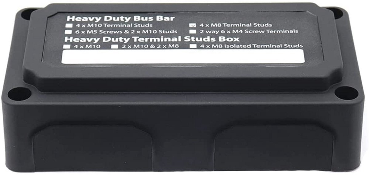 Heavy-Duty 300A Busbar Box met 4X M8 Studs voor 12V - 48V DC