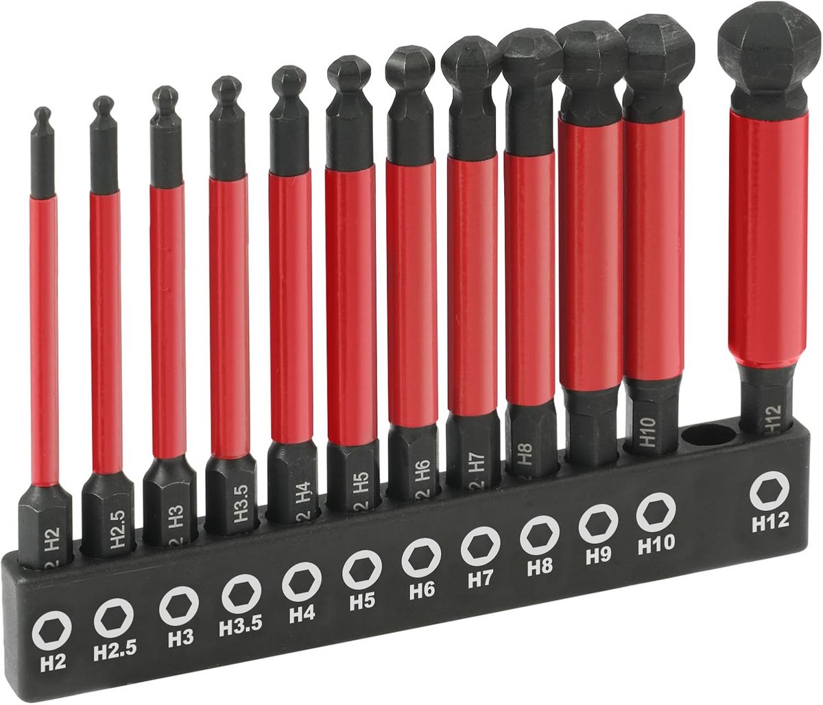 Zeskantschroevendraaier Bits Set 12 Stuks - Magnetische S2 Stalen Inbussleutel voor Meubelmontage