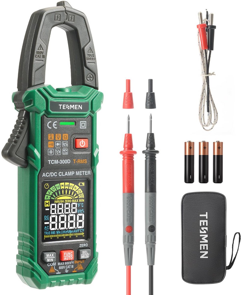 Digitale klemmeter 6000 counts T-RMS ampèremeter auto-range multimeter met AC/DC stroom en spanning