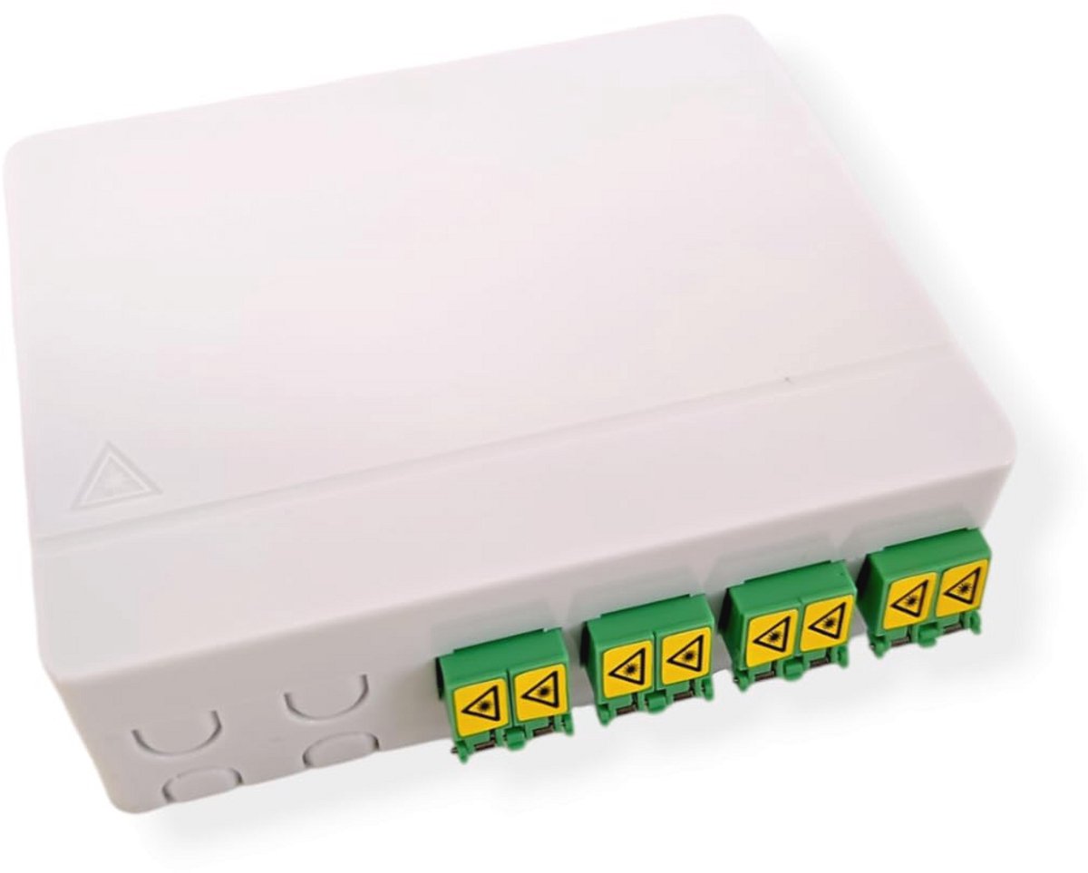 Glasvezel eindpunt doos FTTH met LC/APC glasvezelstekker en 4 optische aansluitingen