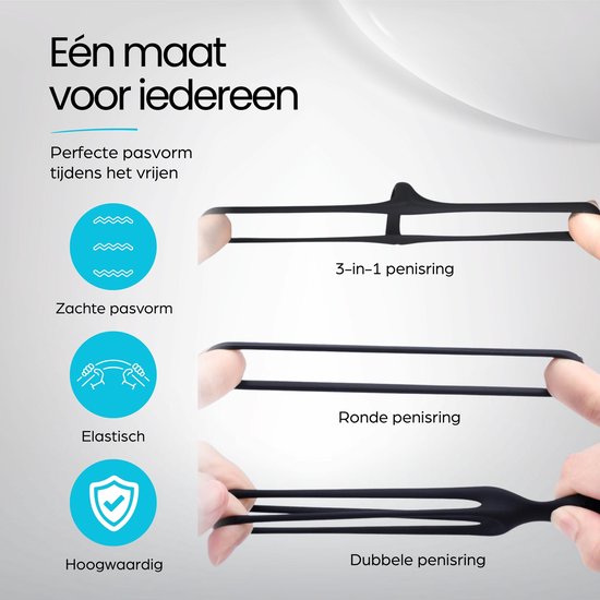 Verschillende maten elastische, zachte siliconen penisingen.