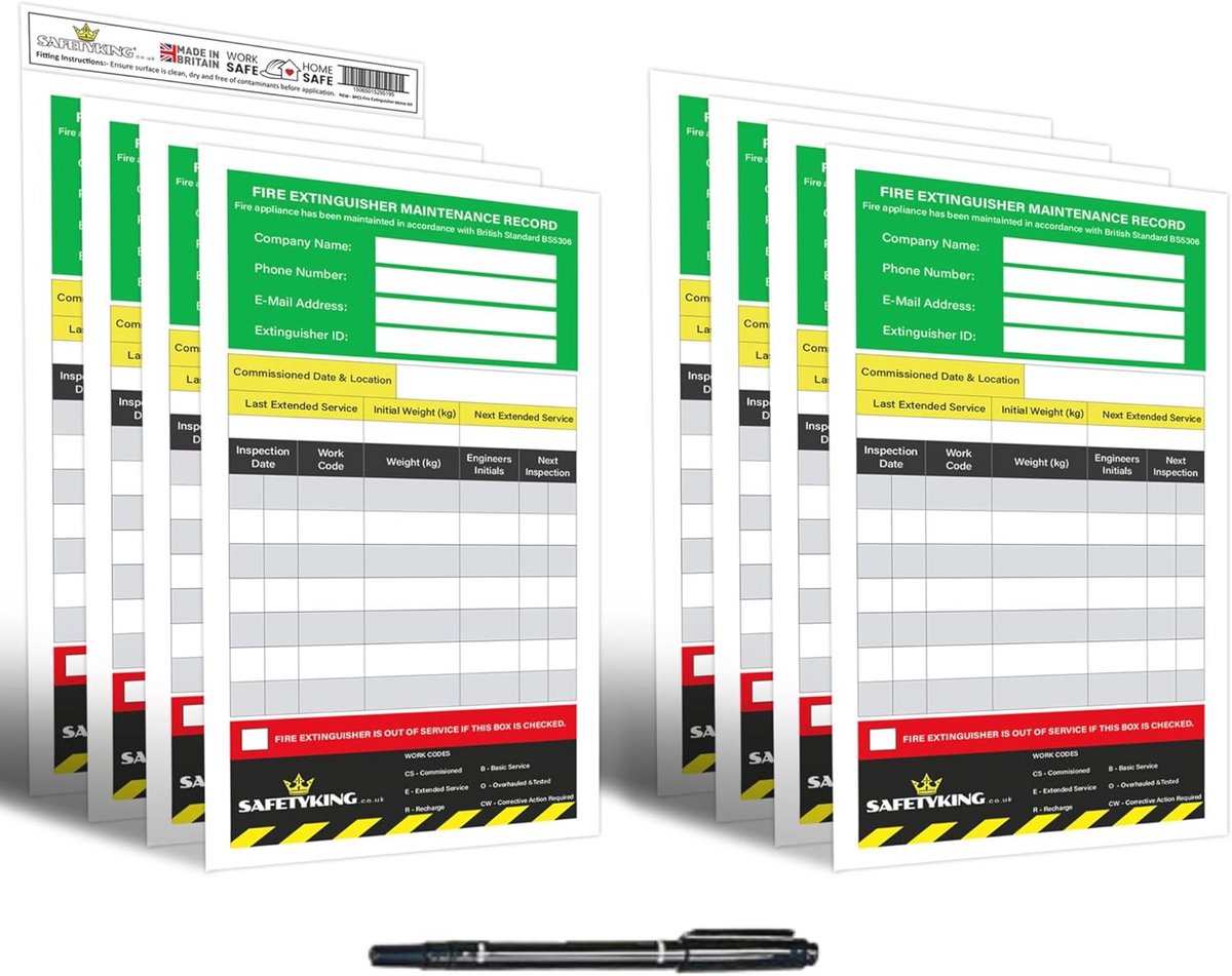 8-delige brandblusser onderhoudsrecordset voor veilig gebruik