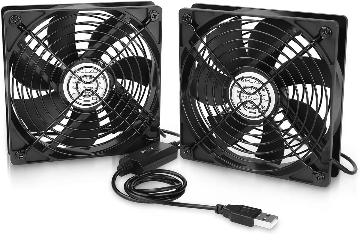USB Ventilator 120 mm - Mini Tafelventilator met 3 Snelheden, Stil en Compact voor PC, TV en Router