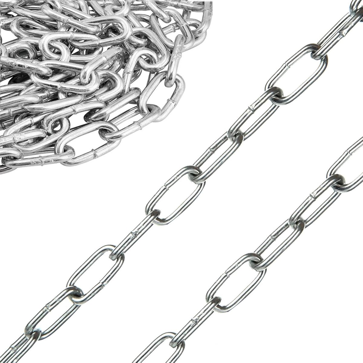 Allecta - Roestvrijstalen Kettingsset van 5 meter, Ø 3 mm - Corrosiebestendig - Voor Omheiningen, Honden, Was - Zilver