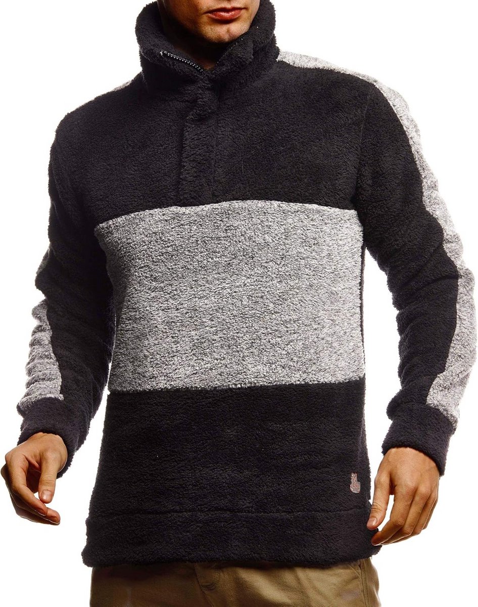 Heren Sweatshirt Teddy Fleece Trui met Opstaande Kraag Lange Mouwen